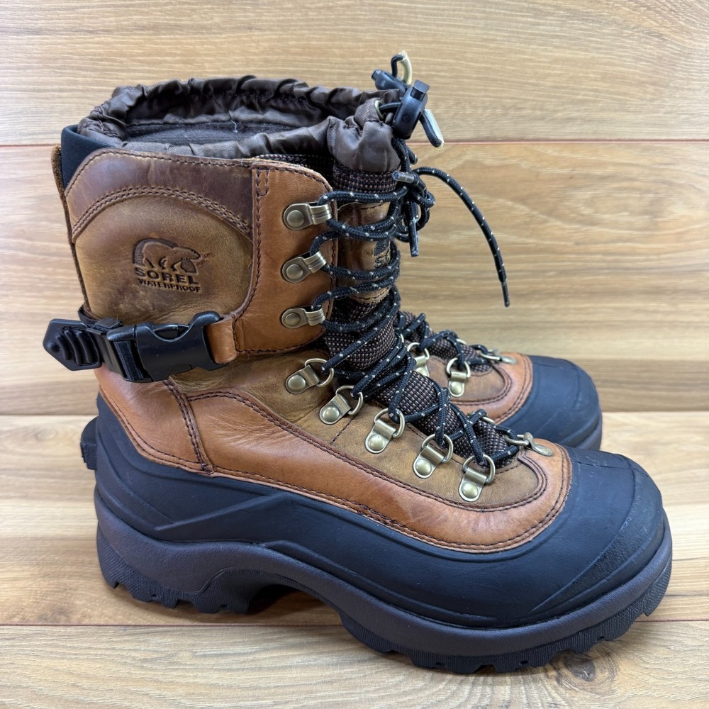 SOREL Conquest Hiking Boot Mens 9 Tan Leather 400 gram Waterproof Snow Gorpcore